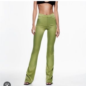Zara Green Sarin Flare Bell Bottoms Pants Size Small New with tags